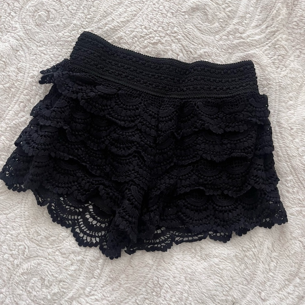 Women's Black Lace Shorts